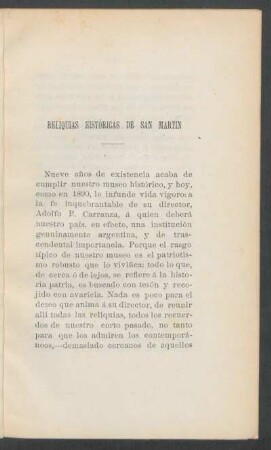 Reliquias históricas de San Martín