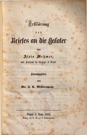 Erklärung des Briefes an die Galater