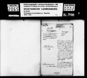 Stiftungssachen: Rechnungsstellung, Oberamt Ludwigsburg