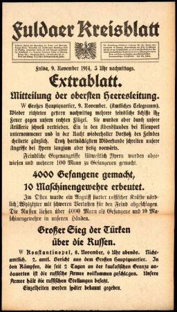 Zweite Ausgabe vom Montag, den 09. November 1914.
