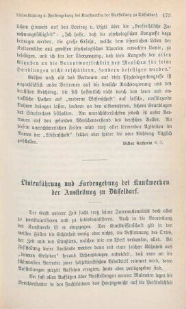 173-188 Linienführung und Farbengebung bei Kunstwerken der Ausstellung zu Düsseldorf