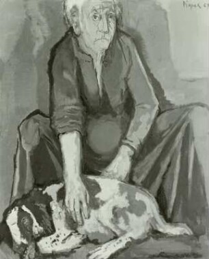 Frau mit totem Hund