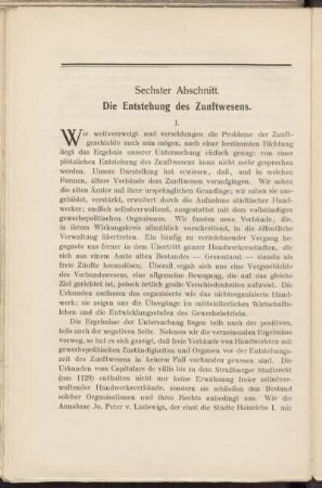 Fünfter Abschnitt. Die Entstehung des Zunftwesens.