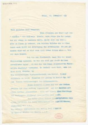 Brief an Heinrich Dessauer : 29.11.1911