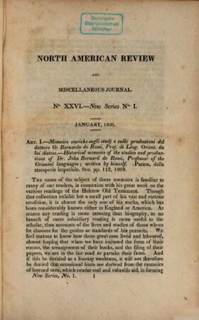 The North American review and miscellaneous journal, 10. 1820 = N.S., Vol. 1