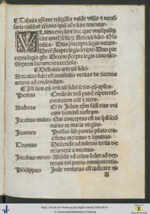 Tabula christiane religionis valde utilis et necessaria cuilibet christiano quam omnes scire tenentur.