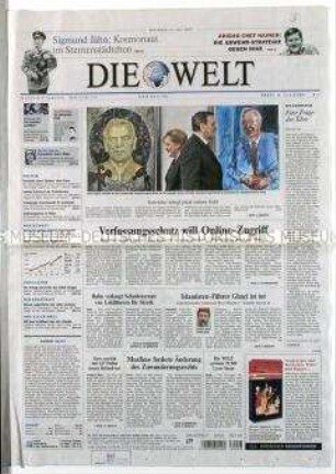 Tageszeitung "Die Welt" u.a. mit einem ganzseitigen Beitrag über den ersten deutschen Weltraumfahrer Sigmund Jähn (S. 10)