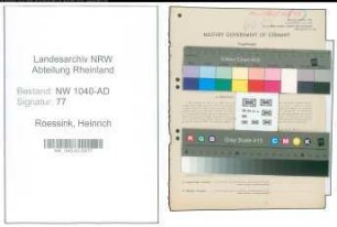 Entnazifizierung Heinrich Roessink , geb. 20.02.1900 (Stadtinspektor)