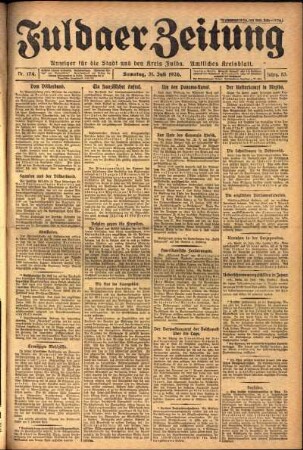 Ausgabe vom Samstag, den 31. Juli 1926.