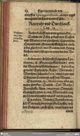 Roteruhr und Durchlauff. Cap. 33.