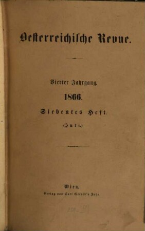 Österreichische Revue. 1866,7/9 = Jg. 4