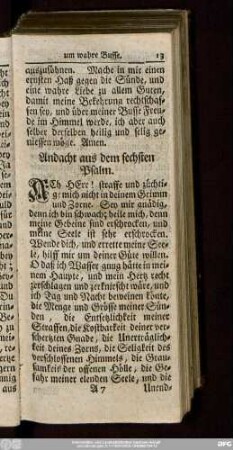 Andacht aus dem sechsten Psalm.