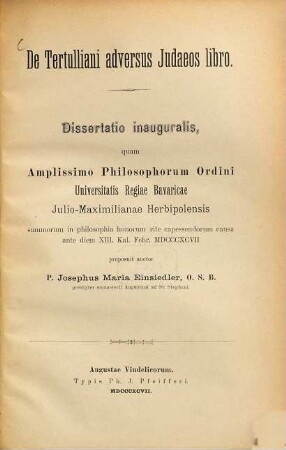 De Tertulliani adversus Judaeos libro