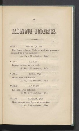 Tableaux modernes