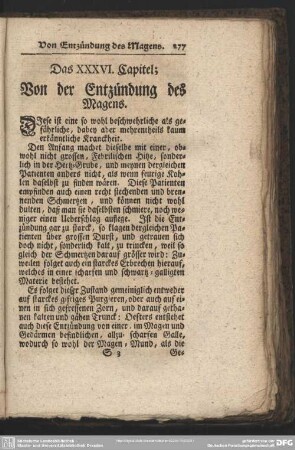 Das XXXVI. Capitel; Von der Entzündung des Magens