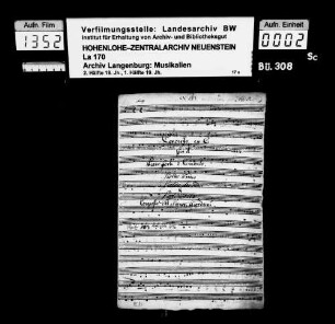 Tommaso Giordani: Concerto ex C. / per il / Piano forte ô Cembalo / Violíno Primo / Violino Secondo / & / Violoncello. / Composto dal Signor Giordani; Besitzvermerk: Charles Prince de Hohenlohe.