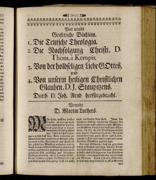 Vier uralte Geistreiche Büchlein,...Durch D. Joh. Arnd herfürgebracht.