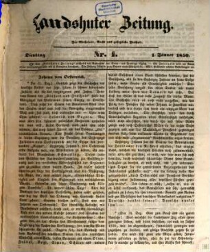 Landshuter Zeitung : niederbayerisches Heimatblatt für Stadt und Land ; gegründet 1849. 2. 1850