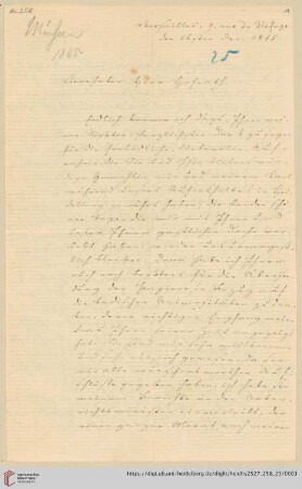 Brief von Johann Friedrich Minssen an Georg Gottfried Gervinus