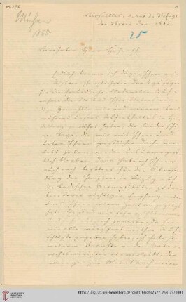 Brief von Johann Friedrich Minssen an Georg Gottfried Gervinus