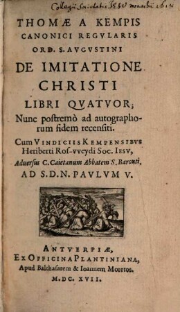 De imitatione Christi libri quatuor