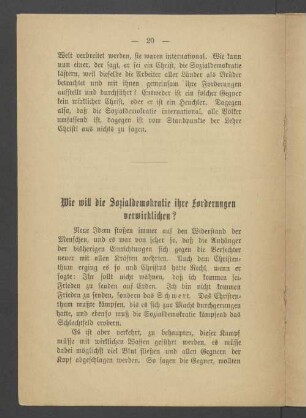 Wie will die Sozialdemokratie ihre Forderungen verwirklichen?