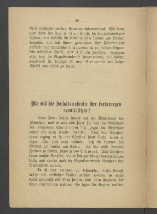 Wie will die Sozialdemokratie ihre Forderungen verwirklichen?