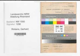 Entnazifizierung Gerhard Rinkens , geb. 28.01.1903 (Beamter)