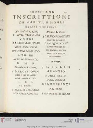 Inscrittioni de Mariti, e Mogli