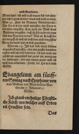 Evangelium am fünfften Sontag nach Epiphanie/ von dem Unkraut und Maulchristen ...