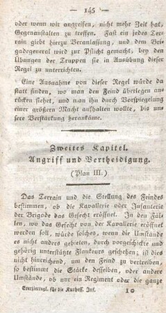 Zweites Kapitel. Angriff und Vertheidigung. (Plan III.)