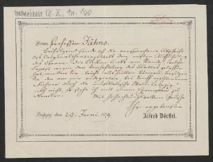 Brief an Friedrich Wilhelm Jähns : 29.06.1879