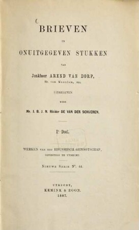 Brieven en onuitgegeven stukken, 1