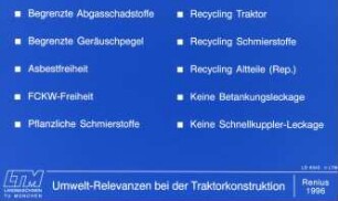 Umwelt-Relevanzen bei der Traktorkonstruktion