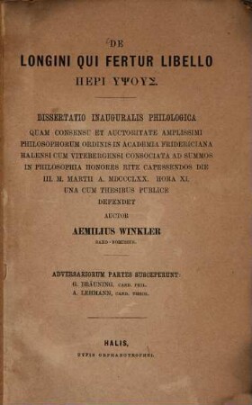De Longini qui fertur libello peri ypsus