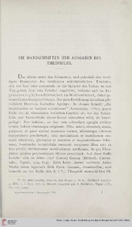 Die Handschriften und Ausgaben des Theophilus