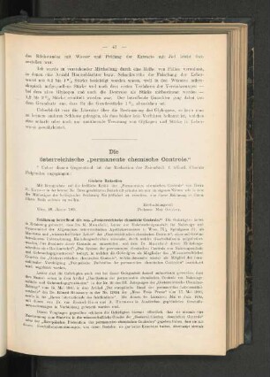 Die österreichische "permanente chemische Controle."