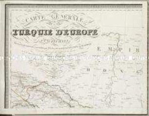 Carte Générale de la Turquie d'Europe en XV Feuilles. Mit vier Nebenkarten: Carte des Dardanelles; Carte des Environs de Constantinople; Plan de Salonique; Plan de Rhôdes