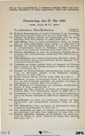 Verschiedene Metallarbeiten (Nr. 716-748)