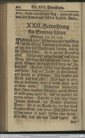 XXII. Betrachtung Am Sonntage Lätare. Evangel. Joh, VI. 1-15