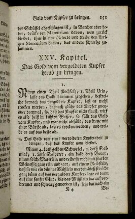 XXV. Kapitel. Das Gold vom vergoldeten Kupfer herab zu bringen.
