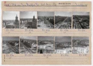 Blick vom Nordturm des Frankfurter Tors. Berlin, Friedrichshain, Karl-Marx-Allee (vor 1961 Stalinallee)/Frankfurter Tor/Warschauer Straße