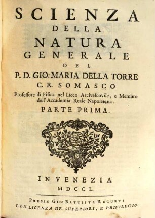 Scienza Della Natura .... [1], Scienza Della Natura Generale