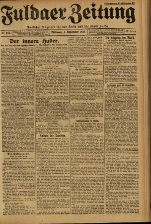 Ausgabe vom Mittwoch, den 07. November 1923.