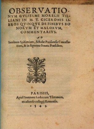 Observationum in M. Ciceronis libros quinque de finibus bonorum et malorum commentarius