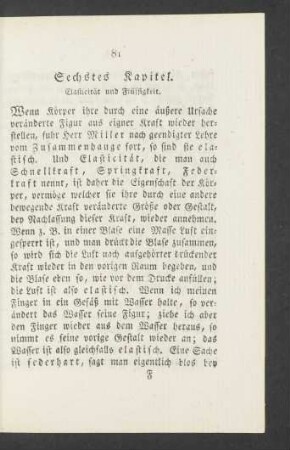 Sechstes Kapitel. Elasticität und Flüssigkeit.