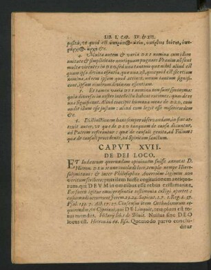 Caput XVII. De Dei Loco.