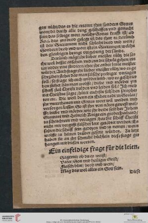 Ein einfeldige frage für die leien