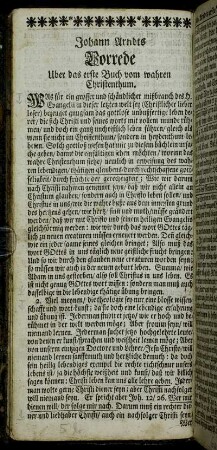 Vorrede Uber das erste Buch vom wahren Christenthum.