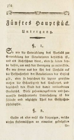 Fünftes Hauptstück. Untergang